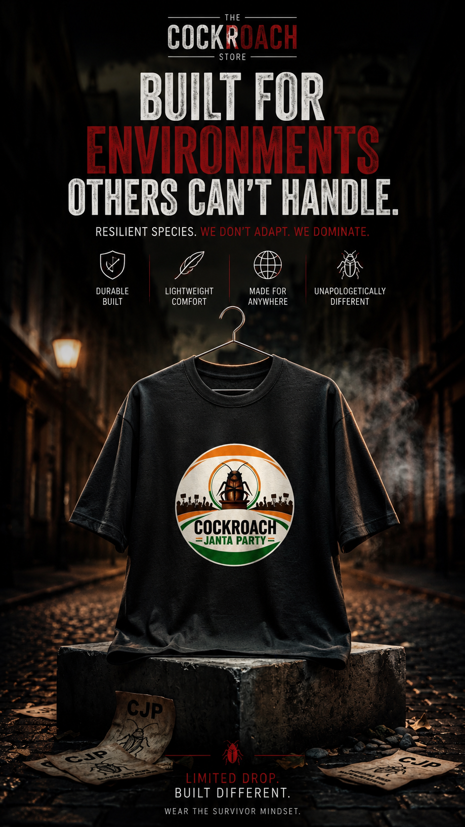 The CockRoach Janta Party T-Shirt | Affordable Graphic T-Shirt | Streetwear India