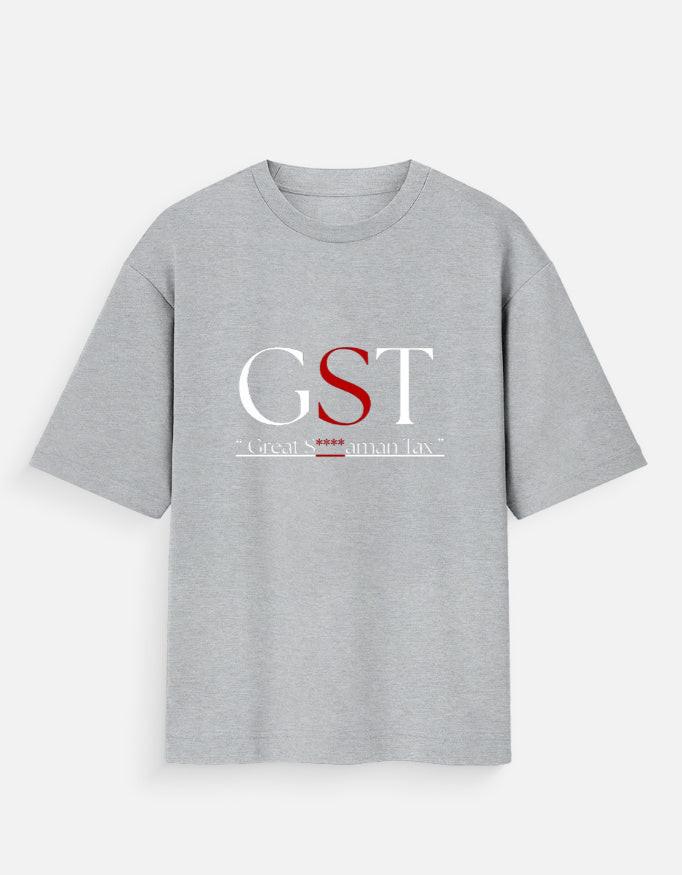 Gray t-shirt with 'GST' text on a white background