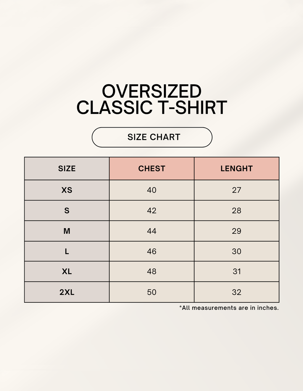 SIZE CHART