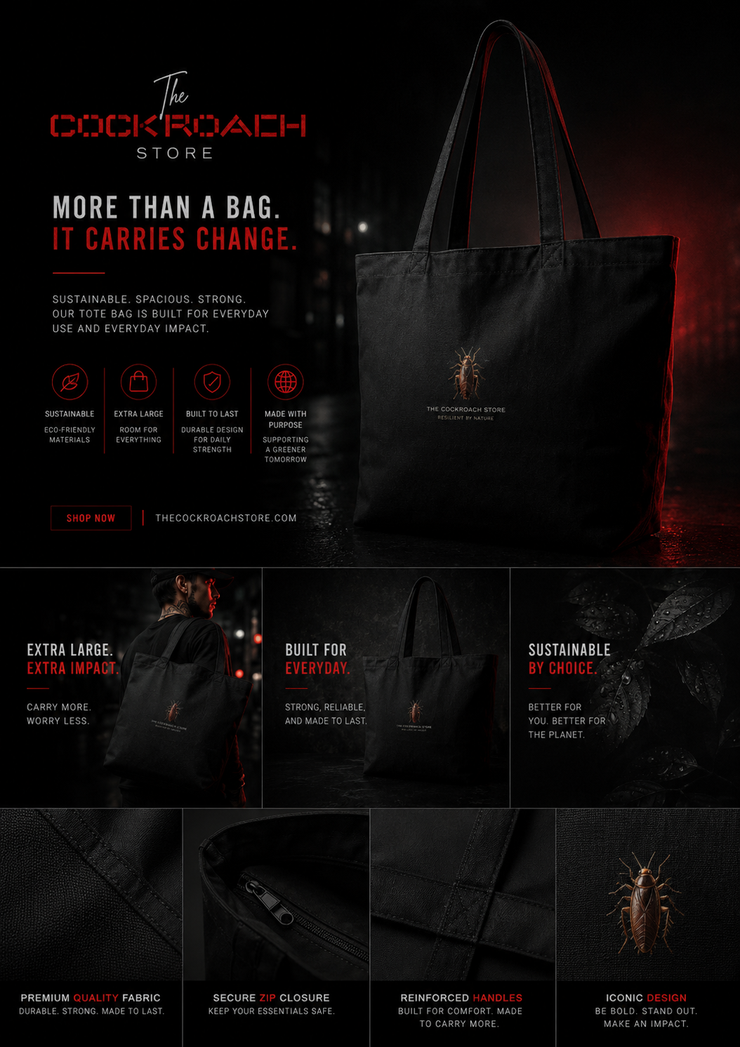 The CockRoach Army Tote Bag | Canvas Tote Bag India | Aesthetic Streetwear Accessory